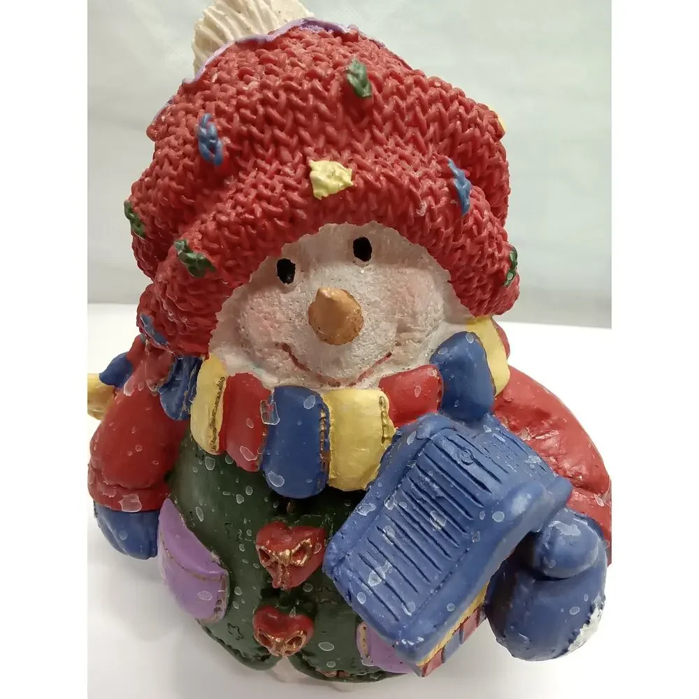 Snowman Figurine resin white‎ blue red green 7X7X5